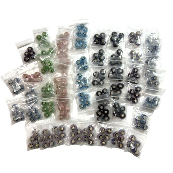 200 Glass Murano Style Beads Multicolor Floral .5 inch Center Hole .25 inch - Picture 4 of 4